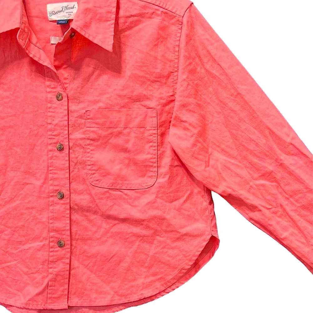 NEW Coral Cropped Button Down Shirt